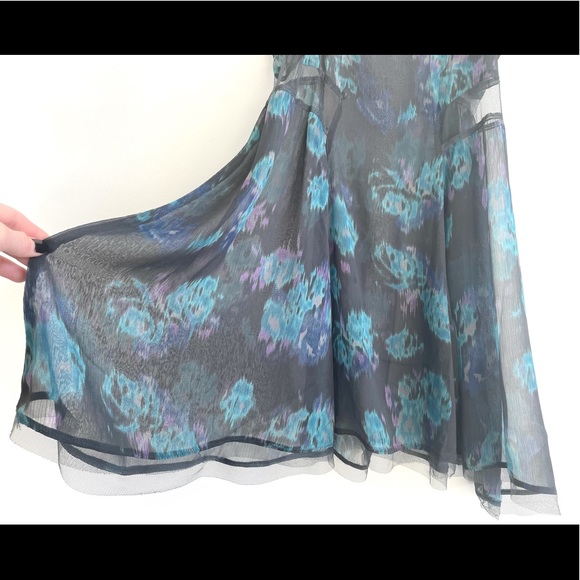 Free People Intimately Chiffon Blue Poppyfield Midnight Slip Dress Size XS-S - Picture 6 of 14